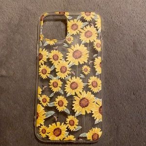 iPhone 11 Pro clear case with sunflowers and bees